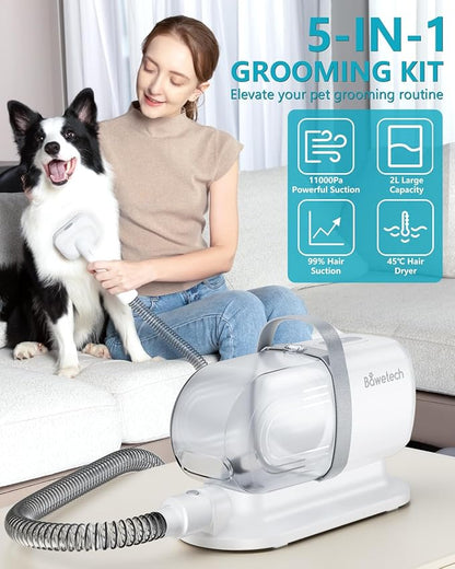 5 IN 1 Pet Grooming Vacuum Kit with 2.3L Capacity for Dog Hair Removal