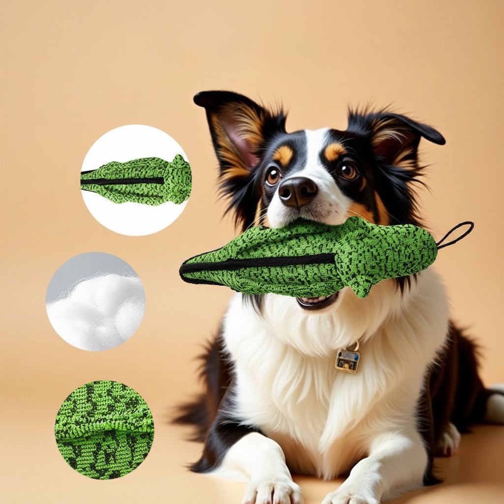 Durable crocodile dog toy designed for chewing, fetching and enrichment