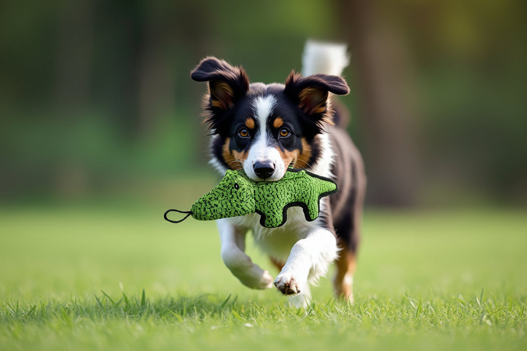 PawChomp™ squeaky crocodile dog toy made from durable canvas for interactive chewing and play