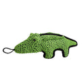 Green canvas crocodile dog toy with built-in squeaker