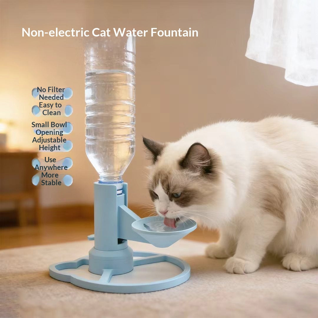 Cat drinking from blue PawHydrate non-electric water fountain
