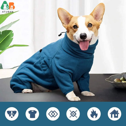 ATUBAN Soft Fleece Dog Winter Coat - Cozy Pullover Pajamas & Windproof Jacket