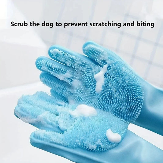 Eco-Friendly Pet Grooming Gloves - Silicone Dog & Cat Bathing Scrubber