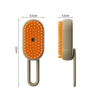 Rechargeable 3-in-1 Steam Grooming Brush for Cats & Dogs - Self-Cleaning, Massaging, and Detangling