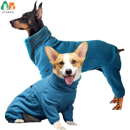 ATUBAN Soft Fleece Dog Winter Coat - Cozy Pullover Pajamas & Windproof Jacket