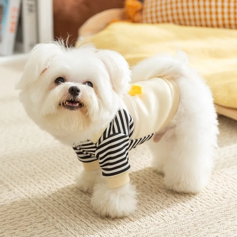 Striped Dog Hoodie - Lightweight Autumn/Winter Sweatshirt with D-Ring