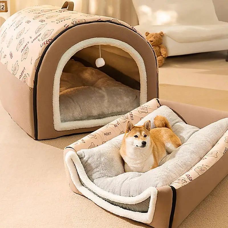 Cozy 2-in-1 Pet Cave Bed – Hideaway for Cats & Small Dogs