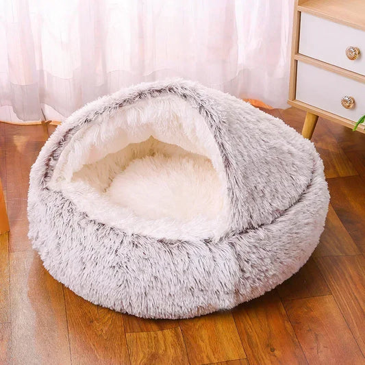 Warm Winter Plush Pet Bed - Cozy Sleeping Nest for Small & Medium Dogs and Cats