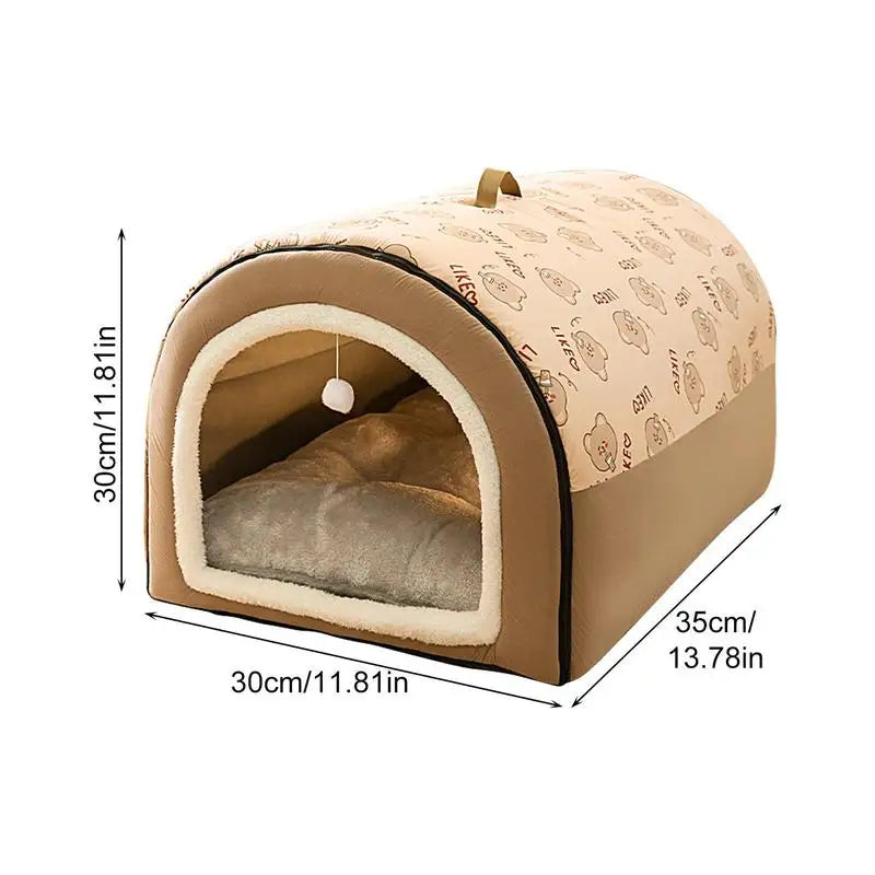 Cozy 2-in-1 Pet Cave Bed – Hideaway for Cats & Small Dogs