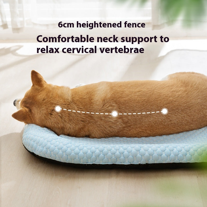 Durable 3D cool mat placed inside a dog kennel for summer relief.