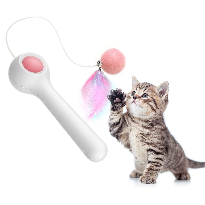 Kitten playing with the PawBounce™ Interactive Feather Cat Wand Toy
