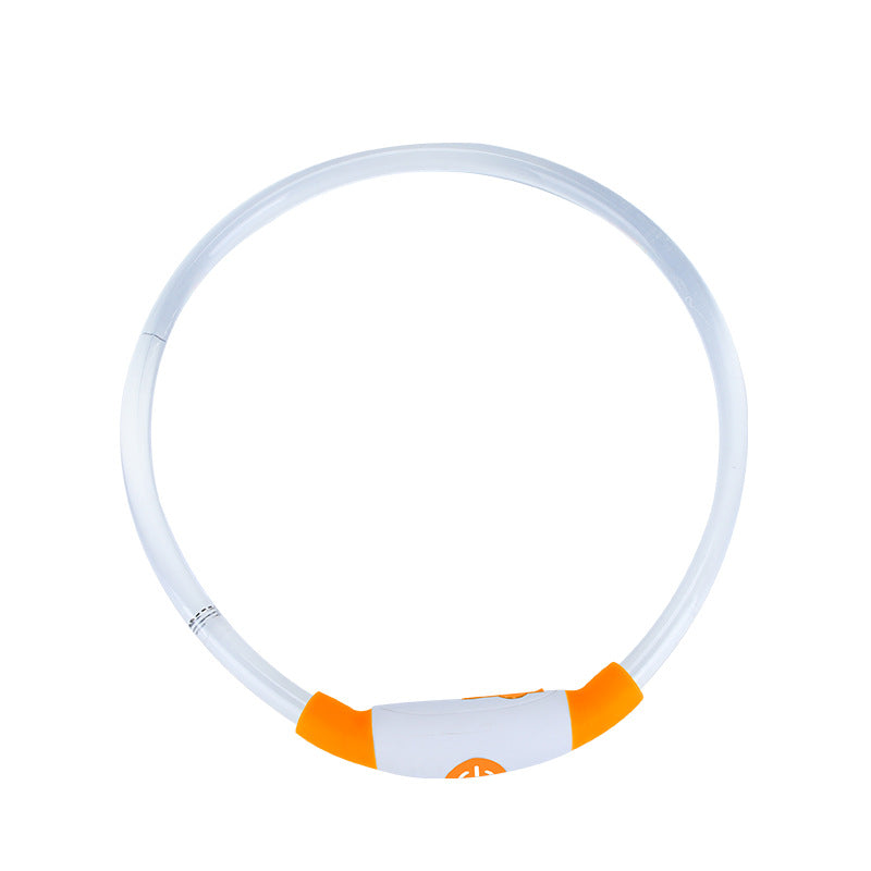 Orange PawGlow™ USB rechargeable LED dog collar for improved nighttime safety
