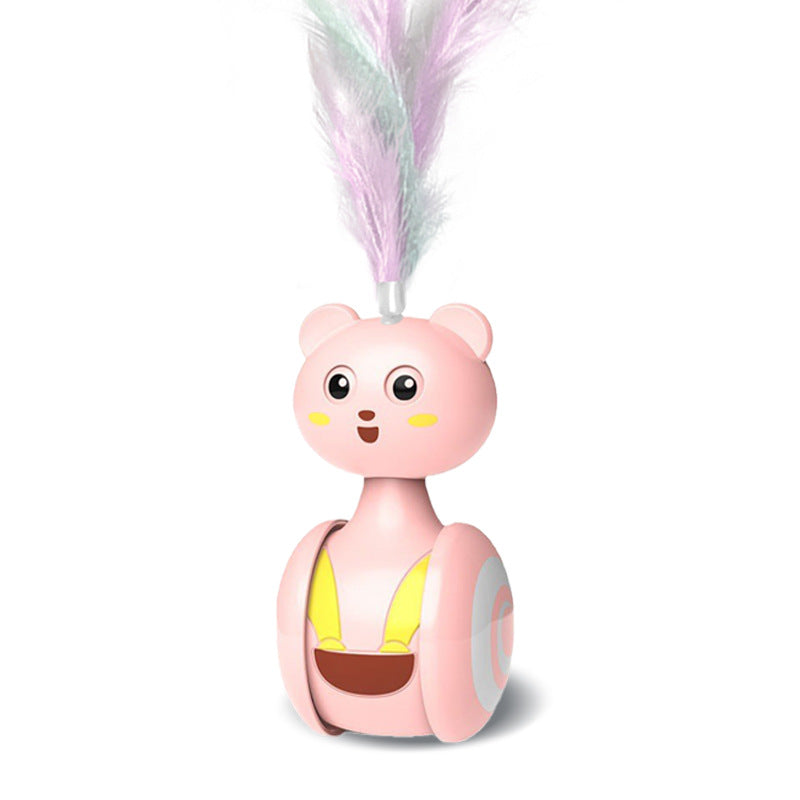Pink PawPlay™ Interactive Tumbler Cat Toy with Feather