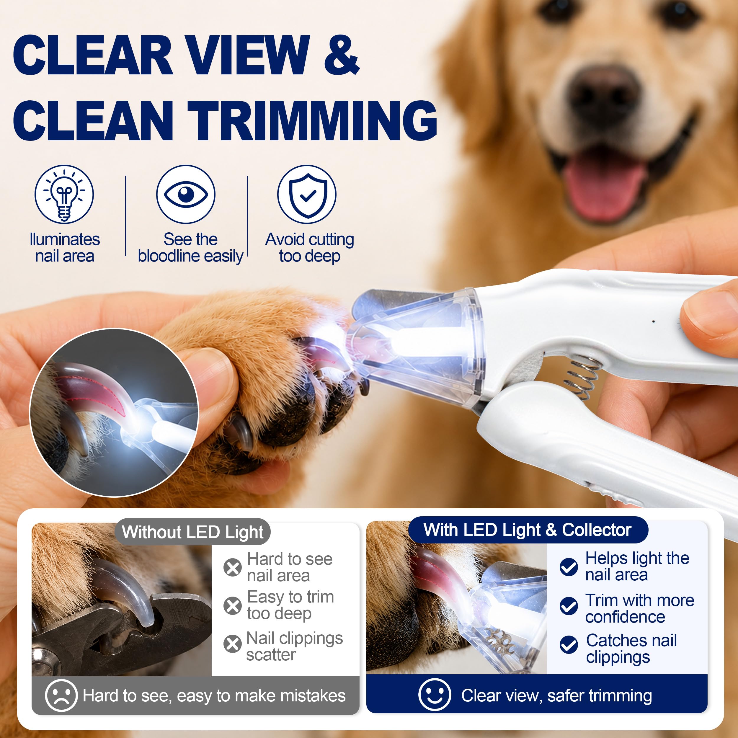 USB-C rechargeable PawTrim™ Pro pet nail grinder for safe home grooming